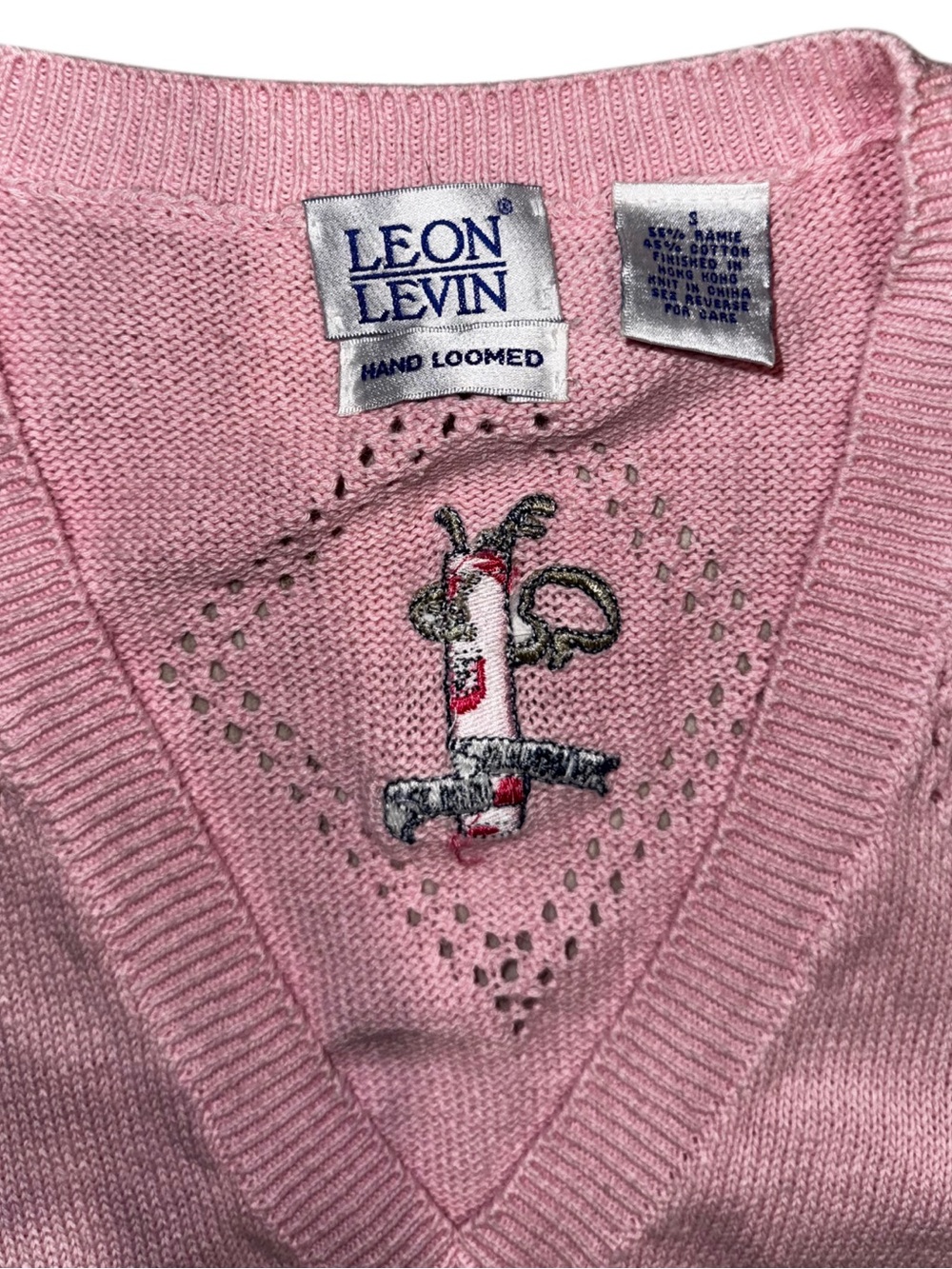 Lisa Says Gah Pink Knit Golf Embroidered V‑Neck Sweater Vest - Picture 6 of 7